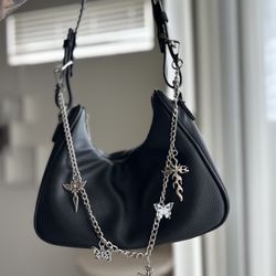 Faux Leather Purse With Bag Charms 