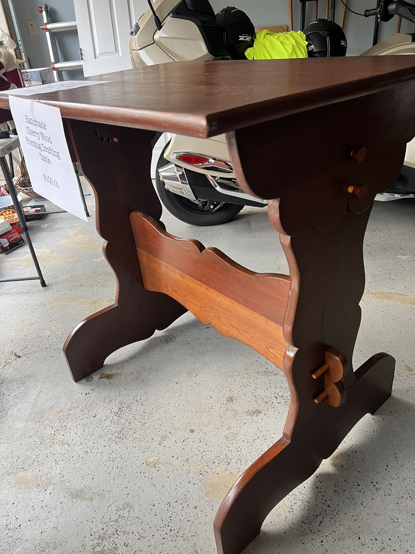 Handmade Cherry Pivoting Drafting Table