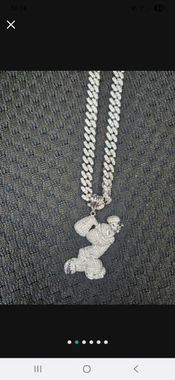 Popeye The Sailor Man Bling Iced Pendant and Bling Chain Necklace