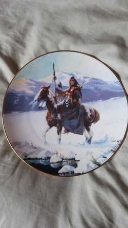Native American Lone Winter Journey. Hamilton Collection plate