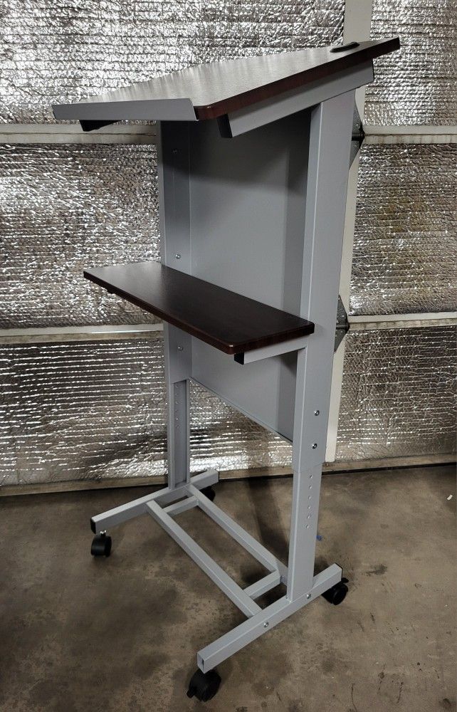 HEY NOW! LUXOR WORKSPACES ROLLING PODIUM LECTERN LAPTOP STAND STANDING WORKSTATION HEIGHT ADJUSTABLE 