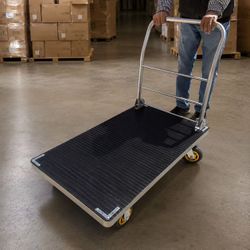 New In Box 2100lbs Capacity Foldable Push Cart Dolly 42x25 Inch Platform Solid Wear Resistant Wheels 