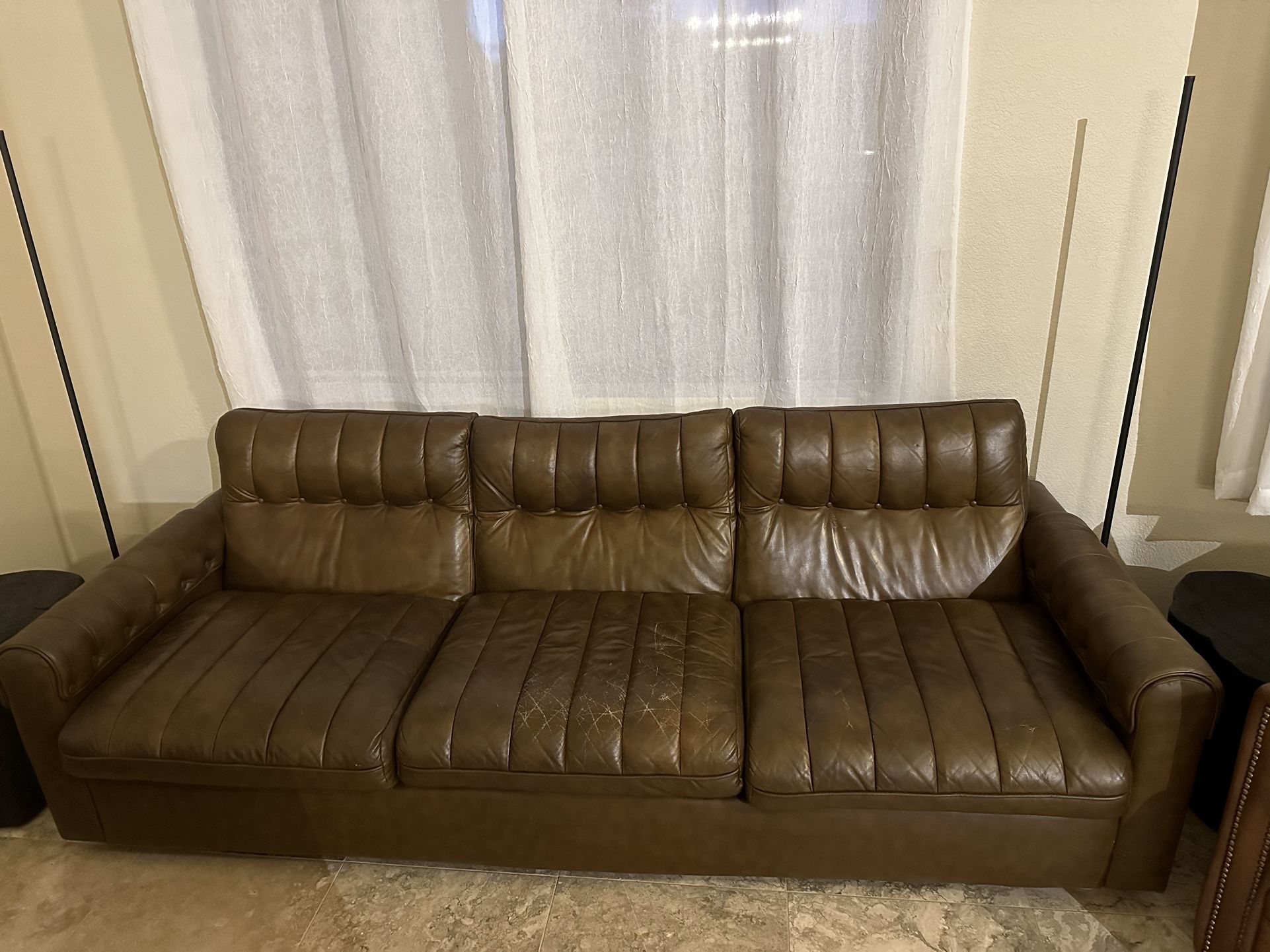 Leather  vintage aviator couch