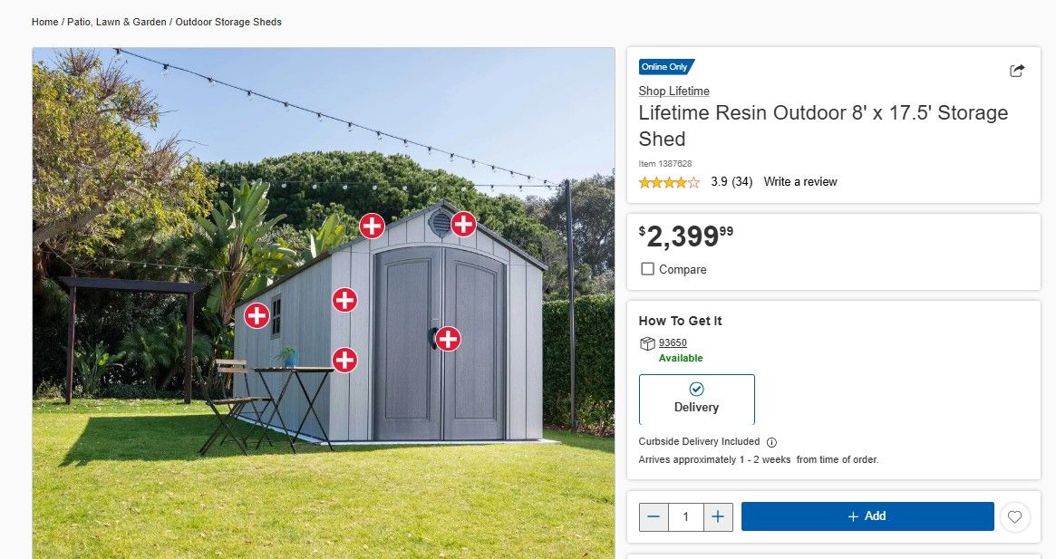 Lifetime Resin Outdoor 8' x 17.5' Storage  Shed