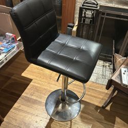 Modern Adjustable Bar Stool – Swivel, Faux Leather, Chrome Base