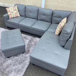 FREE DELIVERY - Beverly Fine Funiture Sectional Sofa Set, Cloud Gray (NO OTTOMAN INCLUDED)