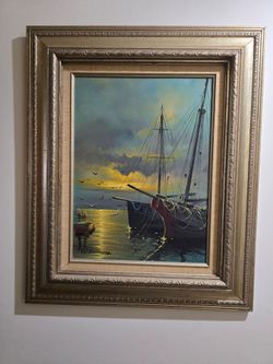 Ship at Harbour Interiors Authenticated Certificate