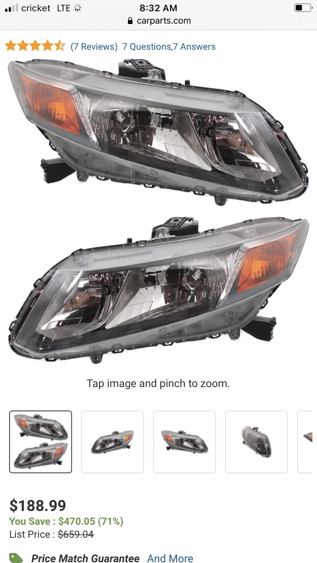 Selling A Set Of 2012 Honda Civic Lx Sedan Headlights .