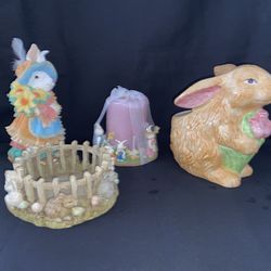 Easter Decorations $5/ea Bunny Rabbit Figurine, New Candle, Candle Holder & Planter 