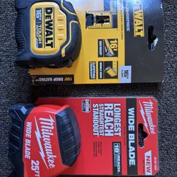 Dewalt 16ft ….Milwaukee 25ft  Measure Tape 