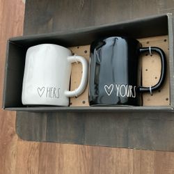 Rae Dunn Hers / Yours Mug Set New