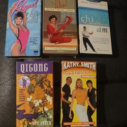5 Work Out Exercise VHS Tapes Qigong Raquel Welsh Tai Chi
