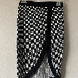 Love Culture, Women’s Black & White Polka Dot Side Slit Pencil Skirt, Size L