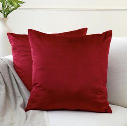 ENCASA XO Velvet  soft and smooth red pillow covers. 2 pack. 20”X20”. . Inserts not included.