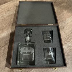 Batman Laser Engraved Decanter + Glass Set