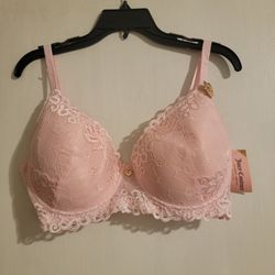 Juicy Couture Light Pink Lace Sexy Push Up Bra New