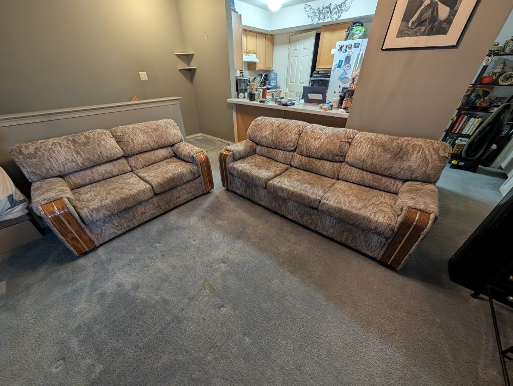 Vintage Sleeper Sofa And Loveseat Set