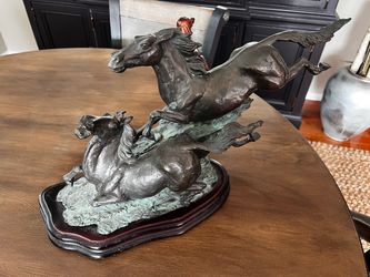 Antique Bronze equestrian statue Running Stallions