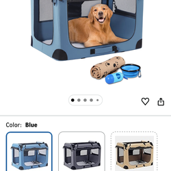 Petprsco Soft Collapsible Dog Crate, 40 inch Portable Dog Crates for Large Dogs, XL Dog Crate for Travel, 3 Door Foldable Pet Kennel with Durable Mesh