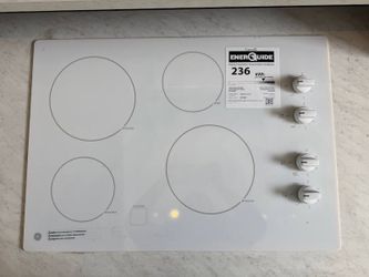 GE 30" White Built-In Knob Control Electric Cooktop