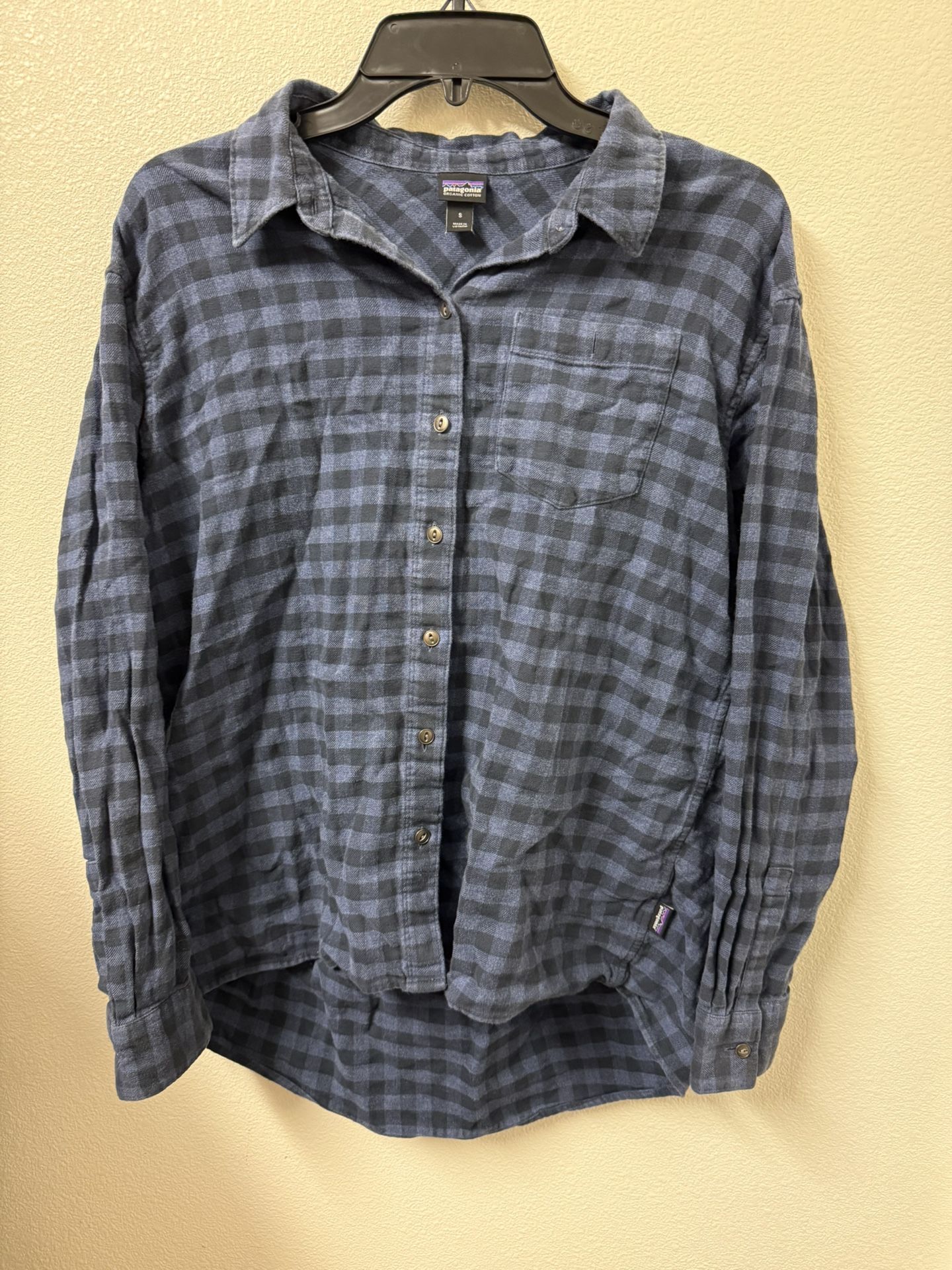 Patagonia Driving Song Flannel Shirt Salina Dolomite Blue 41615 Women Small