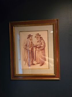 Itzchak Holtz Signed Felt Pen Drawing "Conversation" - Framed 1973