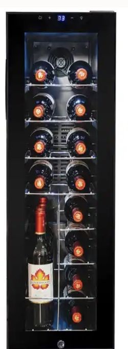 AKDY WC0070 20 Bottle Touch Panel Single Zone Chrome Wire Shelves Freestanding Wine Cooler