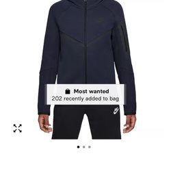 Boys Nike Tech Flee Full Zip Hoodie Navy Blue