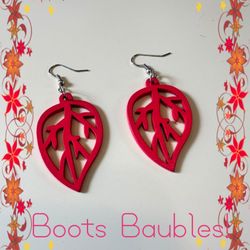 Hot Pink Leaf Earrings 