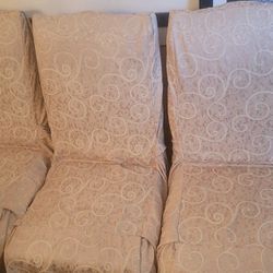 3 Old Fashioned Dinning Chairs With Slipcovers Or Reupholstering