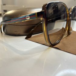 Gucci Tortoiseshell Sunglasses with Blue Accents