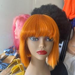 Blunt Cut Orange  Wig 