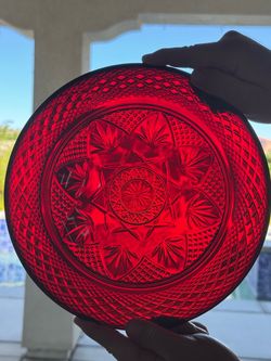 VINTAGE 20TH CENTURY FRENCH RUBY RED GLASS-DISH-WARE