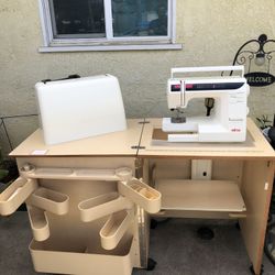 Elna Sewing Machine and Cabinet