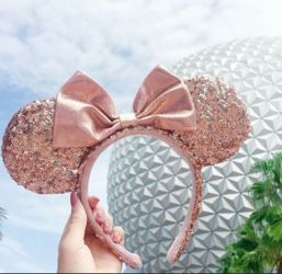 Rose Gold Minnie Mouse Sequin Ears Headband