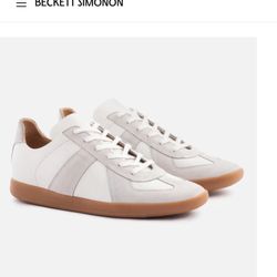 Beckett Simonon Morgen Trainers - white leather grey suede shoes mens 10.5