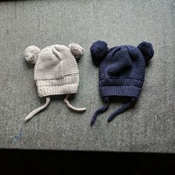 2 Knitted Baby Hats, Size Small