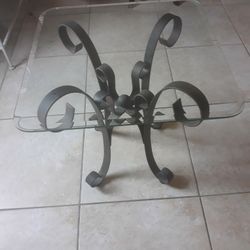 Glass Side Table With Antique Color Base