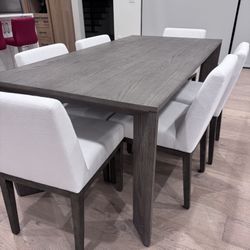 Arles Rectangular Dining Table and Six (6) Morgan Fabric Side Chairs