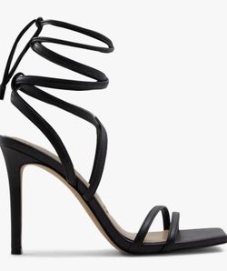 Aldo Womens Phaedra Black Strappy Heeled Sandal Open Round Toe Size 8 Black New