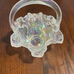 Fenton Opalescent Pink Basket Vintage Butch Wright