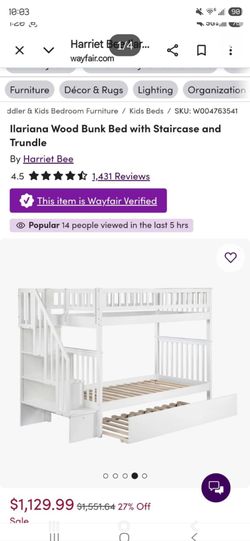 Harriet Bee Ilariana Wood Bunk Bed with Staircase and Trundle