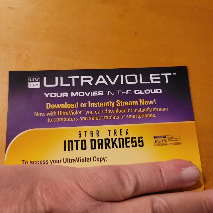 $4 DIGITAL MOVIE STAR TREK: INTO DARKNESS $4.00 OR TRADE FOR A MOVIE TITLE I DO NOT OWN.