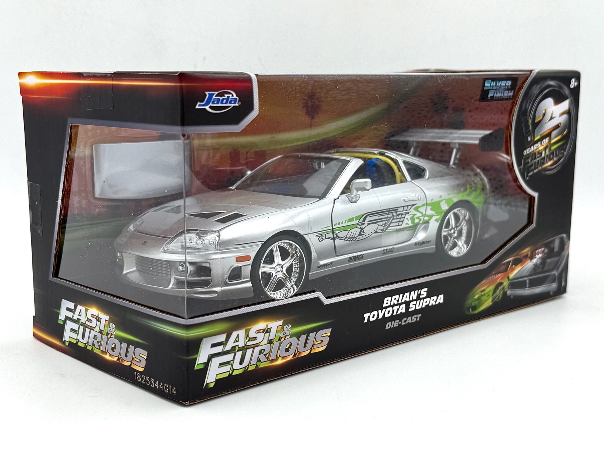 RARE CHASE Jada 1:24 Scale Fast & Furious Diecast Model - Brian’s Toyota Supra - Silver Finish