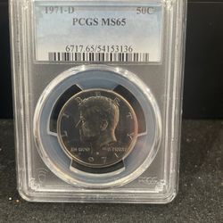 1971 D Brilliant Uncirculated Kennedy Half Dollar Graded At MS65 H-7