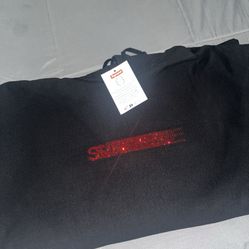 Supreme Swarovski Box Logo Hooded Sweatshirt Black SIZE XL