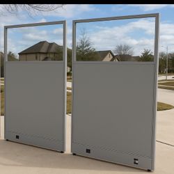 4 Large Office Partition Panels – Glass Top 