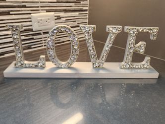 BLING Love Silver Standing Word Art 18x6 GORGEOUS!