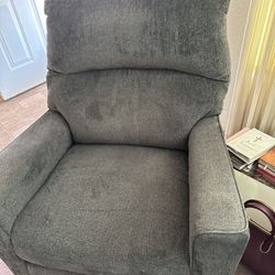 Couch & Matching Recliner, 1 Yr Old Like New. Dining Room set. Black With Wood, Table, Extension, Six Chairs And Two Matching Barstools 