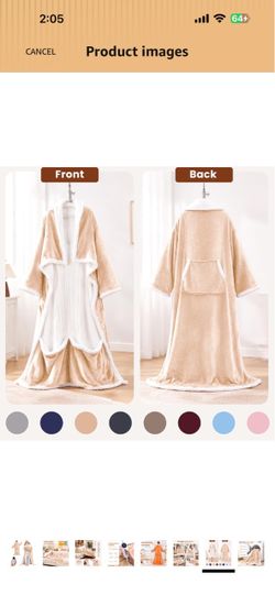 Electric Flannel Wearable Heated Throw Blanket with Foot Pocket & Sleeves, 9 Heating Levels, 2/4/6/8H Auto Off Timer, 52 x 72, Machine Washable, Ideal
